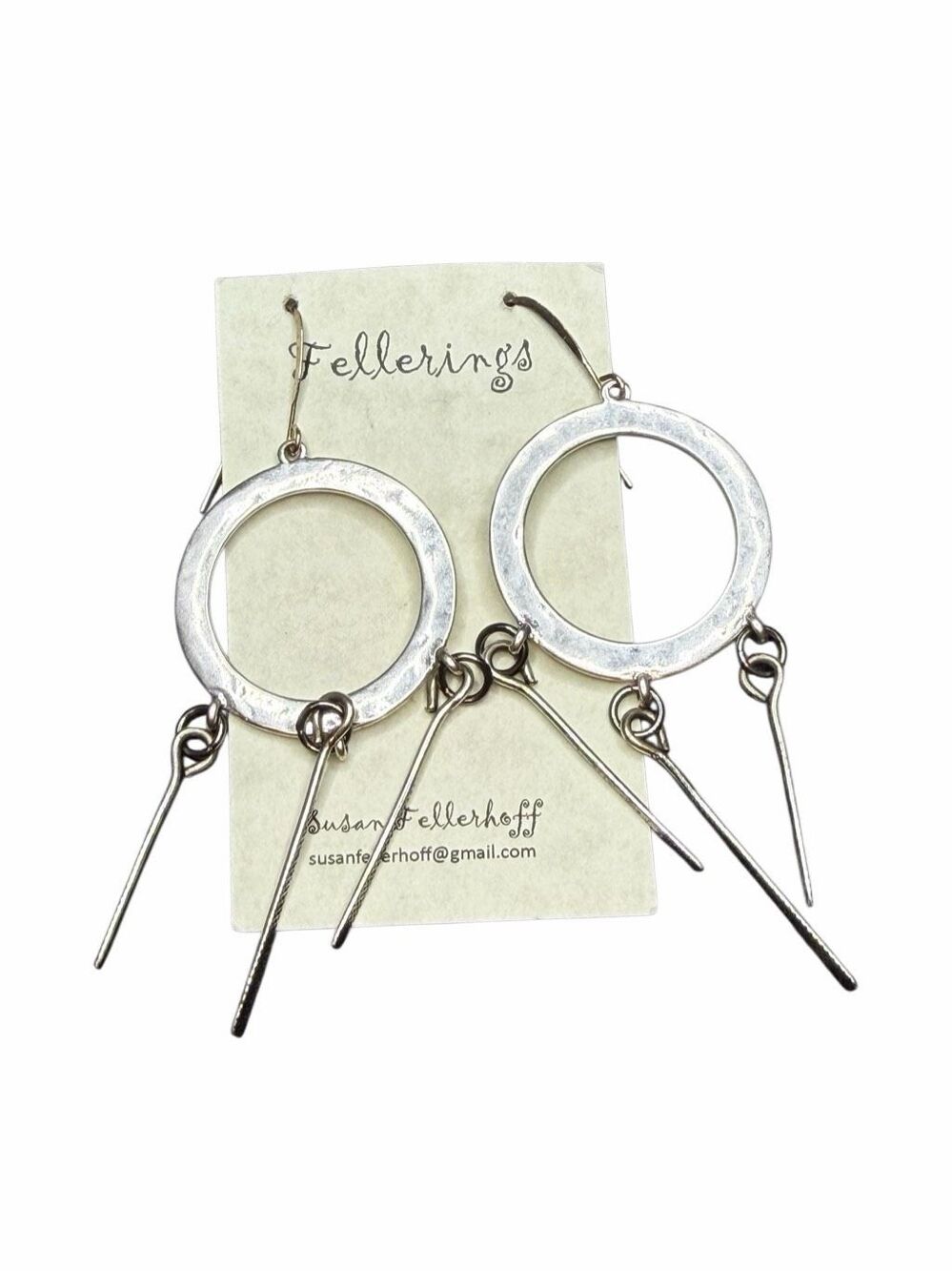 Boutique handmade metal dangly earrings
